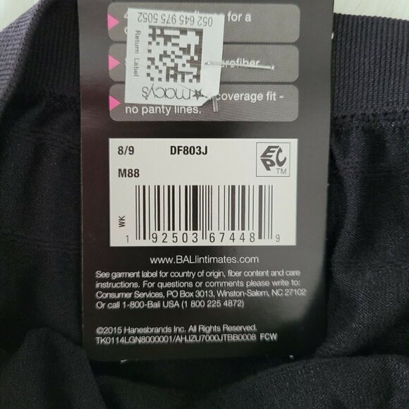 Bali Comfort Revolution Microfiber Brief Panty Black Stripe DF803J Size 8/9 - Picture 7 of 8